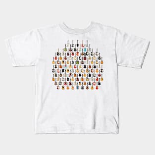 102 Pixel Guitars and Basses and a Keyboard Kids T-Shirt